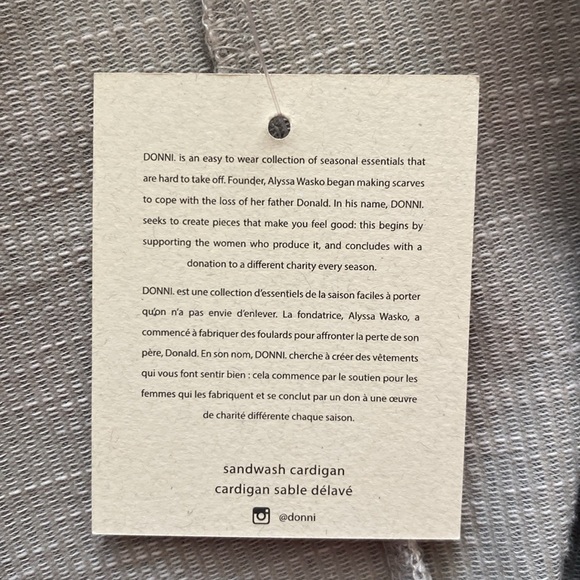 NWT DONNI Sandwash Cardigan - Picture 9 of 10
